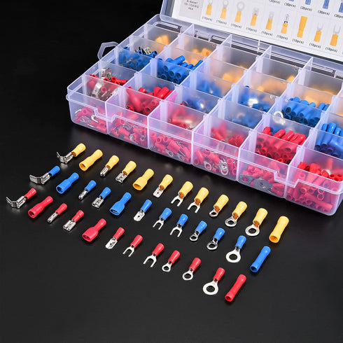 Nilight 1500pcs Mixed Quick Disconnect Crimp Connector Kit - Butt Splice Ring Fork Spade for Automotive Wiring