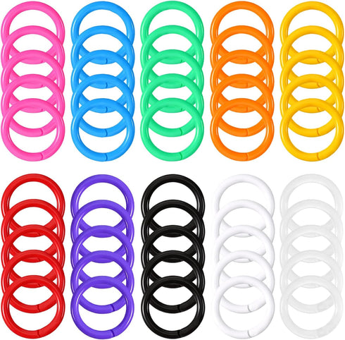 SULIKJHUI Loose Leaf Binder Rings, 50 Pcs 0.79 Inch Plastic Rings for Books,