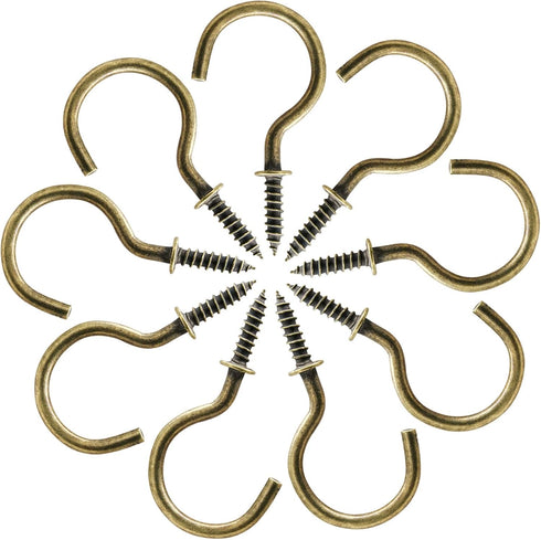 Biaungdo 60 Pcs 1-1/4" Ceiling Cup Hooks, Self-Tapping Screw Hooks in Bronze