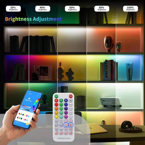SP611E Bluetooth Music LED Controller for WS2812b WS2811 RGB Chasing Color LED Strip, APP/IR Remote Control
