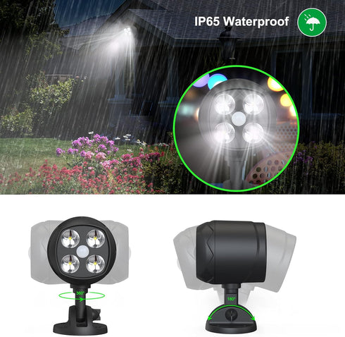 Motion Sensor Outdoor Lights, Battery Operated 600LM Motion Detector Lights for Outside, Black (1 Pack)