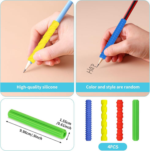 jiexiato Set Sensory Pencil Grips for Kids and Adults, Silicone Pencil Sleeve Educational Tools for Autism & ADHD