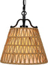 E26 Rattan Pendant Light with Woven Basket Shade, Boho Farmhouse Pendant Light Fixture, Hanging Light with Adjustable