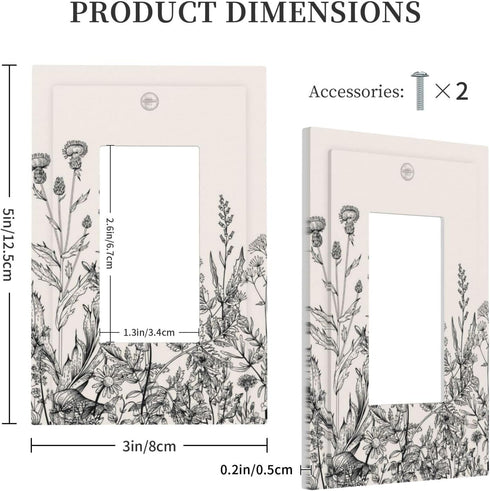 Herbs Plant Wild Flowers Decorative Light Switch Cover, 1 Gang Rocker/Decorator Wall Plate for Home Decor