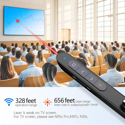 Norwii 328ft Bluetooth Presentation Clicker for PowerPoint, Wireless Presenter, Presentation Remote with Pointer, Slide