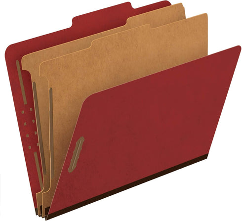 Pendaflex Recycled File Folders, Letter Size, Red (24075R), 2 Dividers, 2" Fasteners, 2/5 Tab Cut, Box of 10