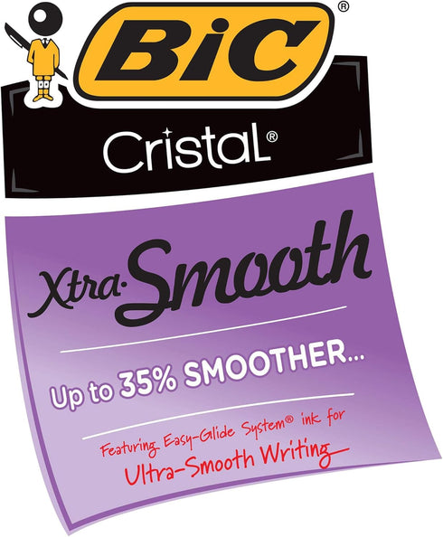 Bic Cristal Xtra-Smooth Ball Pen, 10 plus 2 Bonus Pack, 12 Count, Red Medium Point