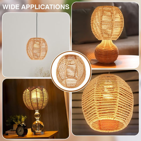 BENECREAT Small Boho Shades Replacement, Brown Paper Cord Lampshade Woven Pendant Light Covers Retro Lampshade