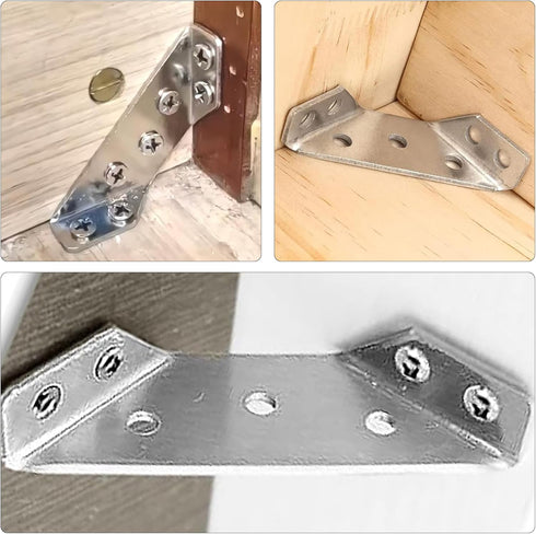 Ferixan 15 Pack Trapezoid L Shelf Bracket Brace - Corner Connector: Angle Brackets Stainless Steel Support Joint