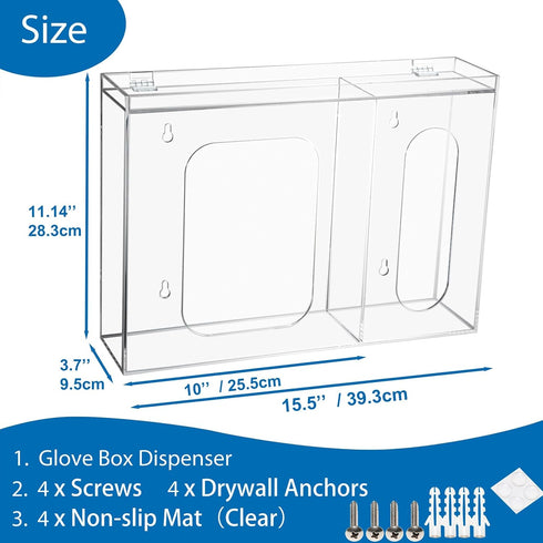 SEANADO Acrylic Disposable Glove Holder for Wall Mount or Tabletop , Clear Glove Box Organizer Rack Dispenser with Lid