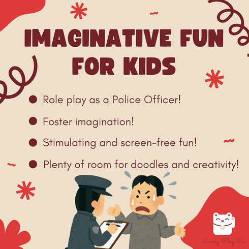 Lucky Play Co. 5x7 50 Police Officer Play Notepad for Kids Pretend Police Law Enforcement Ticket Imaginative Role-Play