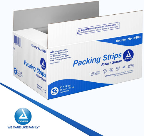 Dynarex Packing Strip, Plain, Sterile, 1 Inch X 5 Yard