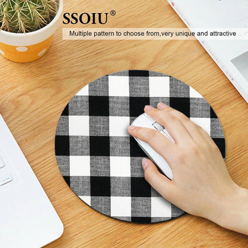 Black and Black Buffalo Plaids Round Mouse Pad, 7.87"X7.87" (20CM).