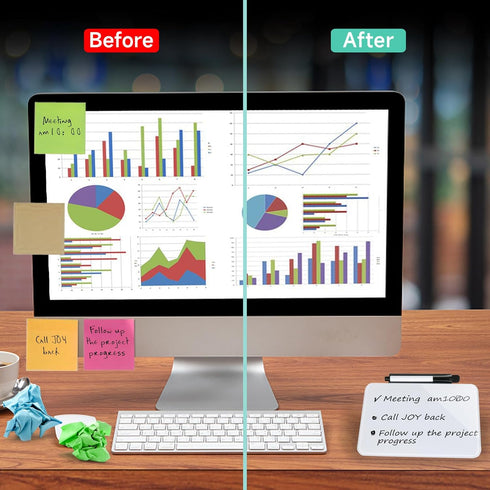 Desktop Small Dry Erase White Board, 8"×6" Glass Desk Whiteboard with Stand for Taking Notes, Home Office Tabletop Reminder Mini Notice Board for Adult Kid Teacher Student, Included Marker Pen by Sliandtelly