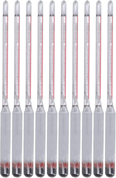Miskall 10Pcs 0100 Hydrometer Alcohol Meter Test Kit, Wine Making Meter Home Brewing Beer Hydrometer Test Jar Household