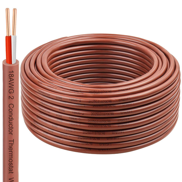 XRDS -RF 18AWG 2 Conductor Thermostat Wire 100FT 18/2 Solid Copper Low