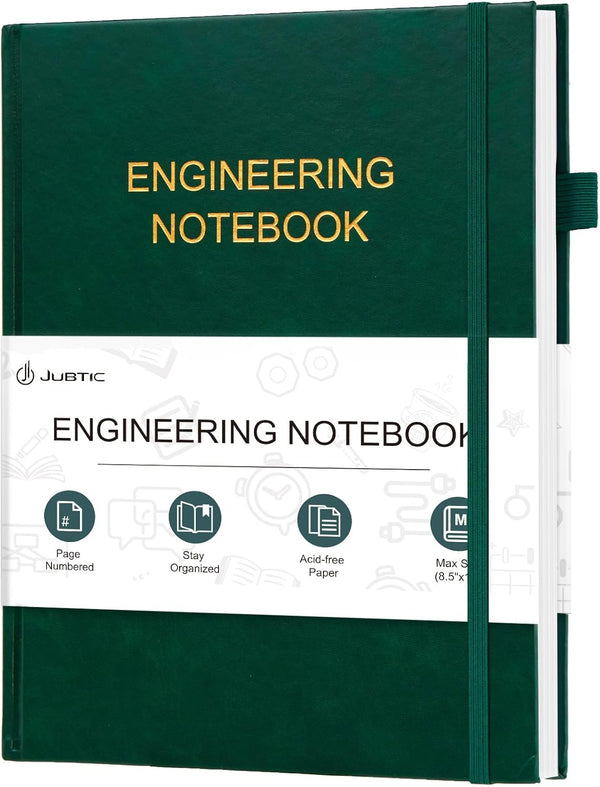 JUBTIC Engineering Notebook for Project Organization - Graph Paper Lab Notebook, Composition Notebook, 8.5" x 11", Dark