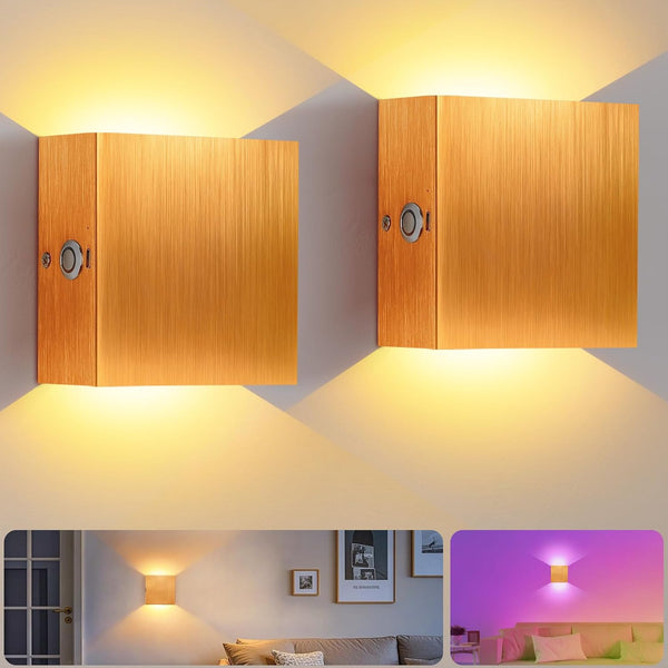 Lightess RGB Rechargeable Wall Sconces Set of Two with Remote Control, 13
