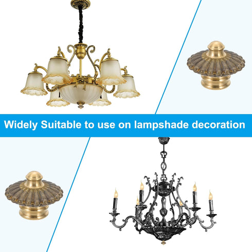 PATIKIL 38 30mm 1 Set (Pack 2) x Lamp Finials Caps Knob, Solid Brass Lamp Shade Top Decoration Screw Cap Nuts