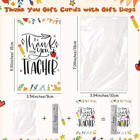 Skyygemm 2026 Supplies(20 Sets) Teacher Gifts Metal Bookmarks with Pencil Pendent Thank You Card Gift from Students