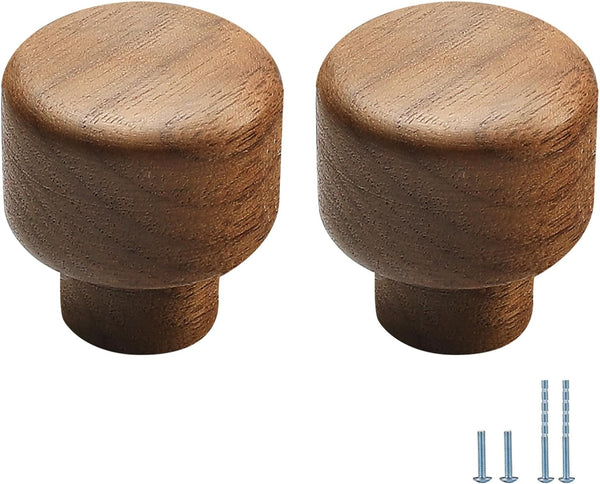 8 pcs Walnut Wood Round Chinese-Style Cute Cabinet Door Handles Cabinet Drawer