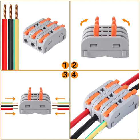 XHF 31PCS Compact Conductor Connectors, Lever Wire Nuts for Electrical Terminals and Inline Splices 28-12 AWG