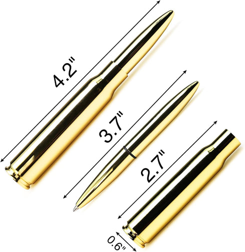 Brass Bullet Pen for Men, Golden Refillable Ballpoint Pen, Gift Boxed by TOMZEGNA