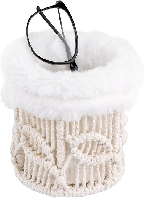 Framendino, Glasses Holder with Plush Lining, Scratch Resistant, Soft Macrame Protective Glasses