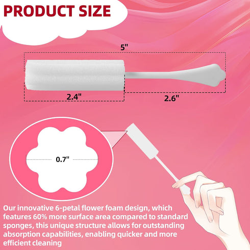 Calvana (30-Pack) Packaged, 6-Petal White Drip Sticks for Females, Drip Stick Absorbing Sponge, Awkward Essentials