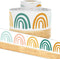 Whaline 32.8ft Boho Rainbow Wood Grain Bulletin Board Borders Die-Cut Rolled Trim for Classroom Home Chalkboard