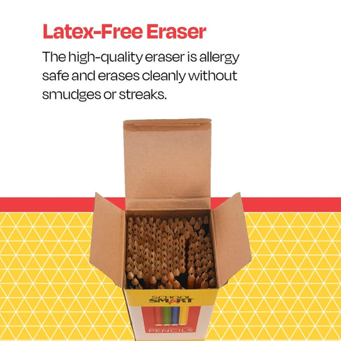 School Smart No 2 Pencils, Hexagonal with Latex-Free Erasers, Assorted Body Colors, Pack of 144
