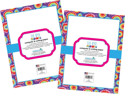 BARKER CREEK Designer Computer Paper 100 Sheet Set, Tie-Dye, Decorative Paper, Stationery, 8.5" x 11", 100 sheets, Home, School, and Office Supplies (3607)