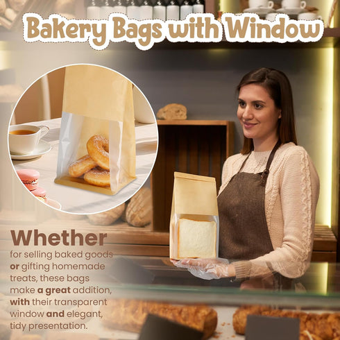 50 10.2 6.3 5.1 Inches Packaging Pcs Bread Bags for Homemade Bread Sourdough, * * Bakery Bags with Window Reusable Tin