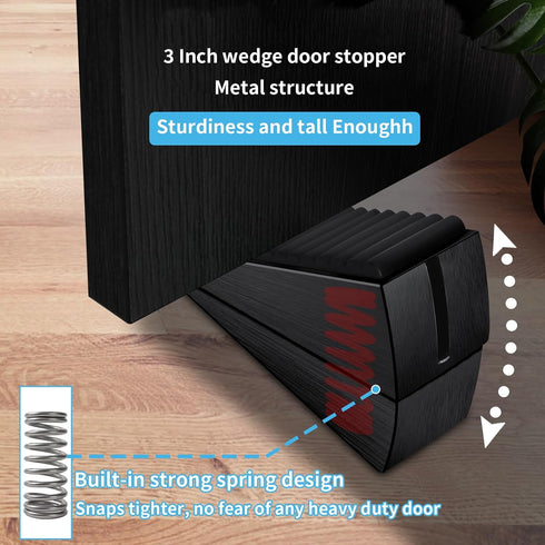 Strongest Adjustable Spring Loaded Large Door Stopper - Heavy Duty Tall Door Stop Wedge Door Stoppers for Bottom of Door, Tall up to 3 in Doorstop Stainless steels Made Suits Any Heavy Door by AIMAXINKE