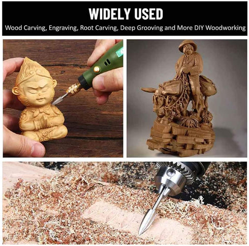 Wood Carving Tools for Rotary Tool, 5 PCS HSS Woodworking Tools Engraving Drill Bit Set Wood Crafts Grinding Tool Universal 1/8” Shank For DIY Carving Drilling Micro Sculpture by shengbenhao