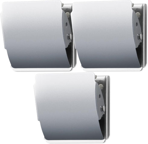 Extra Strong Magnetic Binder Clips, Set of 3 Large Silver Clips for Office and Home Use