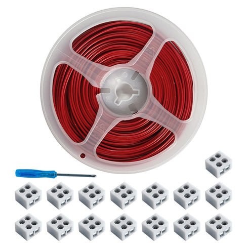 15Pack LED Strip Connectors 2pin with 32.8ft Wire, Tighten Screw Terminal Blocks 10mm Connector for 5-24v LED Tape