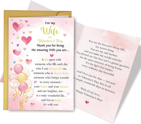 Supoeguk Valentine's Day Card for Wife, Sweet Wifey Valentines Cards Gifts from Husband,