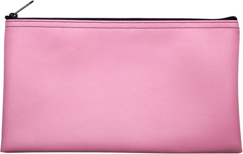 Vinyl Zipper Bags Leatherette Small Compact Pink 11 x 6 inches, 1 Zippered Pouch