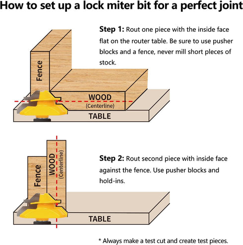 Set 45 1/4 Inch MNA Tongue and Groove Router Bits & Degree Lock Miter Router Bit, Shank Wood Milling Cutter Bits