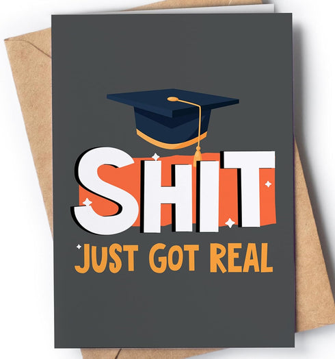 Funny Graduation Card with Envelope, Original Congratulatory Present for College or High School Graduate