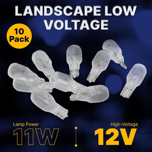 Landscape Low Voltage - 12 Volt 11W T5 Wedge Bulbs: Compatible with Malibu Lights, Garden, Deck Light Bulbs, 10 Pack