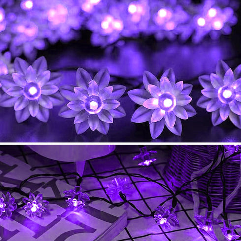 50 ITICdecor Solar Flower String Lights Outdoor Waterproof LED Upgraded Flower Fairy Light for Garden Fence Patio Yard