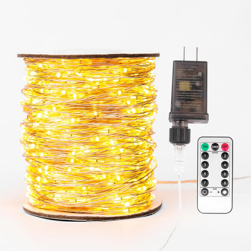 Fairy Lights Plug in,100FT 600 LEDs Waterproof Led String Lights,8 Modes Remote