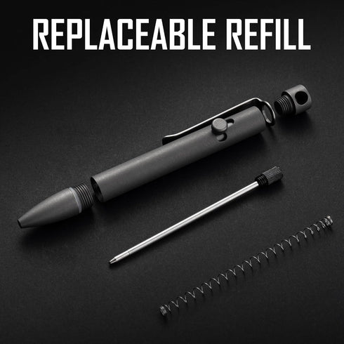 KeyUnity KP04SW Bolt Action Pen with Clip, Titanium Alloy EDC Pocket Pen, Retractable Metal Ballpoint