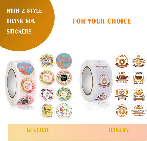 1000 Count 5"x7" 2 Packaging Resealable Cellophane Bags with Styles of Thank You Stickers Self Sealing Clear