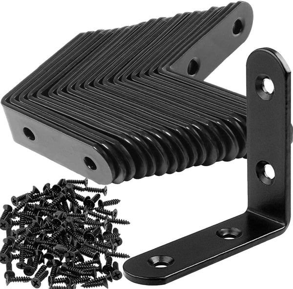 LOSYHU 20 PCS Black Corner Brace 2.5''x 2.5'' Heavy Duty L Bracket Corner