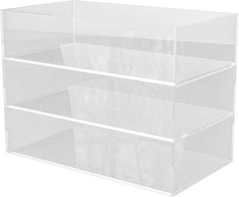 Martha Stewart Brody Desktop Storage Organizer, Stack and Slide Plastic Organizer Tray, Organizer for Office, Kitchen, or Vanity, 3" x 7.5", Clear by Martha Stewart