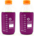 (Pack of 2) 1000ml Leak Proof Media Bottle, Super Thick Graduated with GL45 Screw Cap, Durable 1 Liter Glass Bottle
