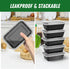 50 Pack (100-Piece) 24 oz Reusable Meal Prep Containers with Lids, Sturdy Leakproof & Food Safe, Microwave, Freezer,